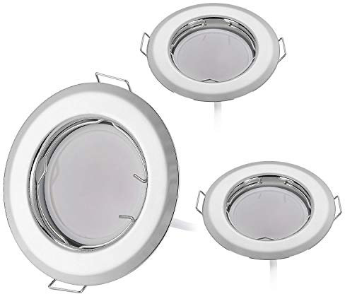 HCFEI Lot 3 spots led encastrable plafond diametre 55mm 3W 220V, Blanc Chaud 3000K avec Ampoules LED, Rond Plafonnier, Dimmable, Chrome