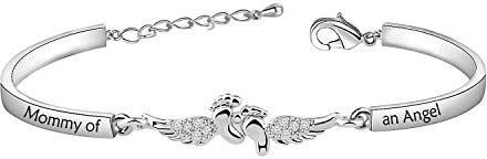 MYSOMY Mommy of an Angel Bracelet Miscarriage Jewelry Memorial Gifts(White Gold)