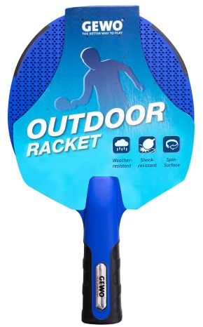 GEWO Bordtennisracket för utomhusbruk – väderbeständig bordtennisracket blå för utomhusbruk, med robust nätstruktur, halkfritt handtag, perfekt för vattenbordtennis och fritid bordtennis utomhus