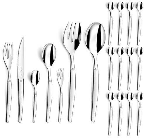 LOU LAGUIOLE - Ménagère 74 couverts de table pour 12 personnes - Jet - Acier inoxydable 18/0, Finition Brillante