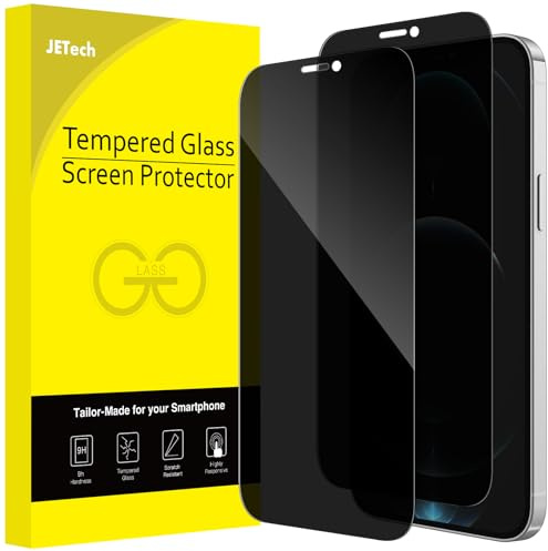 JETech Privacy Full Coverage Screen Protector for iPhone 12 Pro Max 6.7-Inch, Anti-Spy Tempered Glass Film, Edge to Edge Protection Case-Friendly, 2-Pack