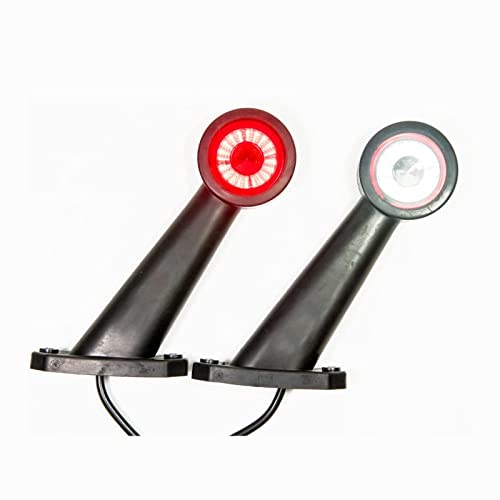 Web Truck 2 x Gummi Begrenzungsleuchte Seitenleuchte Positionsleuchte 12V 24V, weiß, rot, für LKW PKW Anhänger, Trailer, Abschleppwagen, auf einem langen, schrägen Wohnwagen usw