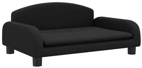 vidaXL Lit pour Chien, Canapé pour Animaux de Compagnie avec Cadre en Bois, Panier pour Chiots Maison Intérieur, Noir 70x45x30 cm Tissu