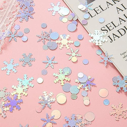 GoldRock Schneeflocken Deko Konfetti,Streudeko Weihnachten Deko,Glitzer Weihnachtsdeko Confetti,Frozen Geburtstagsdeko,Schneeflocke Tischdeko für Einschulung,Hochzeit,Geburtstag, Neues Jahr,Christmas