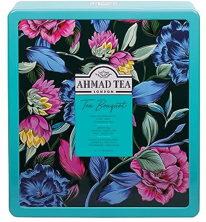 Thés assortis Ahmad Tea – Coffret Bouquet 72 sachets | 9 variétés | Idée cadeau élégante | English Breakfast, Earl Grey, Thé Vert, Jasmin, Menthe, Fraise