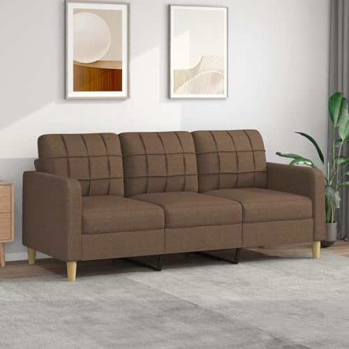 Homgoday Divano lounge a 3 posti con schienale imbottito divano doppio soggiorno divano ospite divano moderno divano per soggiorno reception ufficio marrone 180 cm tessuto