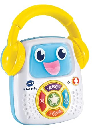 VTech Dj Baby, Giocattolo Musicale Interattivo con 5 Modalità di Gioco, 30 Melodie, Funzione Registrazione, Luci e Spegnimento Automatico, Lingua Italiana, Batterie Incluse, 9-36 Mesi