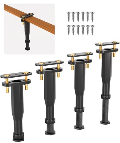 Yuleimy Adjustable Bed Frame Support Legs, Clamp-On, 6.5-11 Inches, 4 Pack