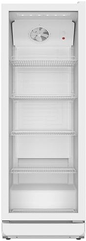 SCHOEPF Kühlschrank mit Glastür - 300 L - gewerblicher Getränkekühlschrank - Umluft - Flaschenkühlschrank - 4 verstellbare Drahtablagen - 169cm Höhe - GKS300 (Weiß)
