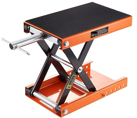 Elevador de motocicleta con capacidad de 350/1100/1500 LBS, gato elevador de tijera for motocicleta con plataforma ancha y pasador de seguridad for bicicletas y motocicletas(1100IBS Support)