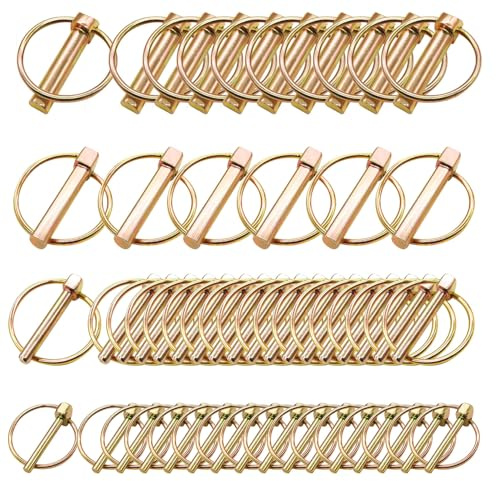 Taiss 50 pièces Assortiment de goupilles robustes Kit de goupilles pour tracteurs Goupilles à anneau Goupilles PTO pour tracteurs agricoles Remorques Camions Tondeuses à gazon