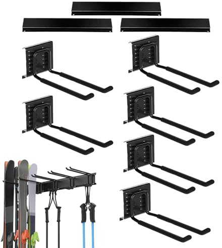 Zasdvn Estante de Pared para Garaje | Con 6 Ganchos Antideslizantes Organizador De Equipamiento - De Almacenamiento De Esquis De Pared,para Equipamiento Deportivo de Invierno Accesorios Hogar Sótano