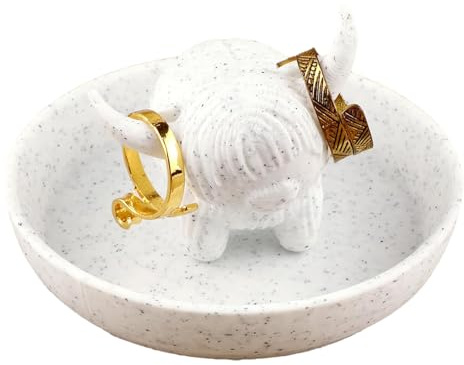 Tarqite Highland Cow Ring Holder, Bohemian Jewelry Organizer, Ring Holder Dish for Bathroom Office Desk Vanity