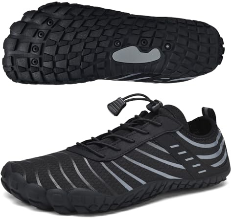 GemChve Scarpe da Acqua Uomo Donna Scarpe da Bagno Atmativo Leggero Asciugatrice Rapida Minimalismo Scarpe da Corsa a Piedi Nudi Uomo Donna Barefoot Black 42 EU