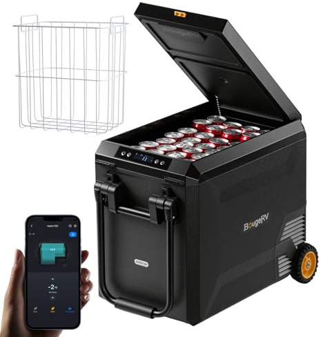 BougeRV Kompressor Kühlbox 47L, bis -20℃, Integrierter Korb mit Rollen
