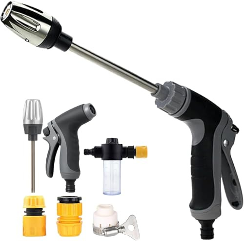Power Jet Hochdruckpistole, Water Hochdruckreiniger, Hochdruck Power Wasserpistole Für Gartenschlauch, Gartenschlauch Original mit Zubehör, Ideal Für Autowäsche, Garten & Terrasse (1)