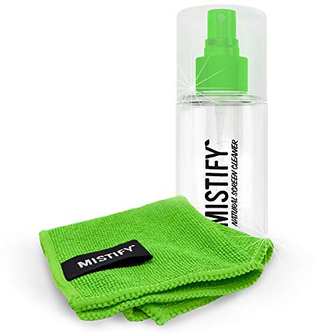 Mistify Natürlicher Bildschirmreiniger Set - 120ml Sprühflasche mit 1 Mikrofasertuch [Smartphones Tablets Laptops TVs Touchscreen Tastaturen Oleophoebic Smartwatch LED Plasma LCD TV 4K]