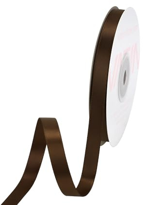 VATIN 10mm Double Faced Deep Brown Polyester Satin Ribbon - 45 Metre for Gift Wrapping Ornaments Party Favor Braids Baby Shower Decoration Floral Arrangement Craf Supplies