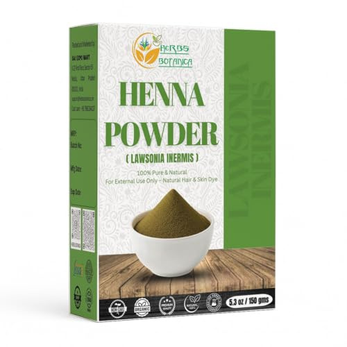 Herbs Botanica Organic Henna Powder For Hair Color 100% Pure Give Natural Color, Hair Dye Grown And Cultivated In Rajasthan 100% Chemical Free 150 Gms / 5.3 Oz Pack