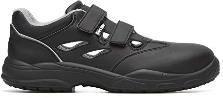 Exena LOTUS20 S1 Safety Shoes Black Non-Slip with Protective Cap Work Shoes Velcro Fastening (Numeric_42), black, 9 UK