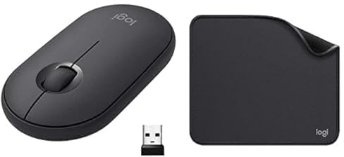 Logitech Pebble Bluetooth Wireless Mouse with USB Mini-Receiver + Logitech Mouse Pad - Silent, Slim Computer Mouse with Quiet Click for Laptop/Notebook/PC/Mac - Graphite