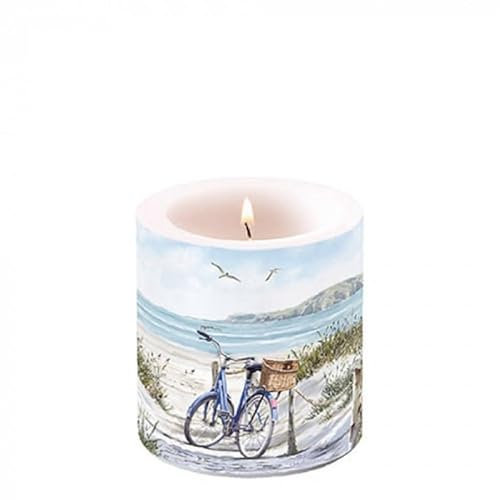 Ambiente Kerze Fahrrad am Strand 7,5 x 8 cm