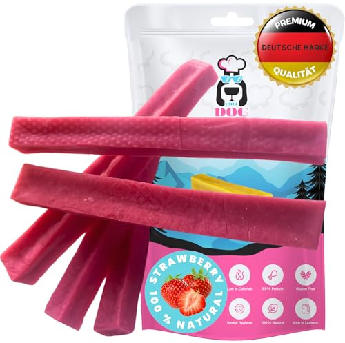 Chef Dog Formaggio da masticare per cani XS/S con vera fragola (polpa di frutta) – ossa di formaggio senza glutine – bastoncini di formaggio per cani privi di additivi – La ricetta Yak formaggio da