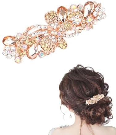 MOPZIJA 1PCS Barrettes Cheveux Femme Cristal Rétro Barrettes à Cheveux Vintage Strass Cheveux Barrettes Motif de Papillon de Fleur avec Épingles à Cheveux Fermoir Pinces à Cheveux pour Femme Fille