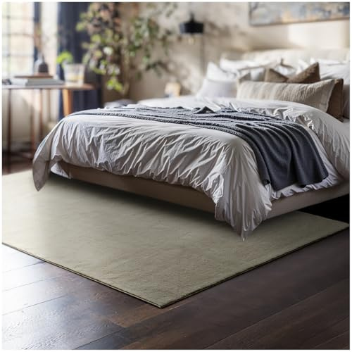 tectake® Flauschiger Kurzflor Teppich, waschbar, für Wohnzimmer, Badezimmerteppich, Küchenteppich, Teppich Flur, Home Deko, rutschfest, allergikerfreundlich, Sand, 120 x 170 cm