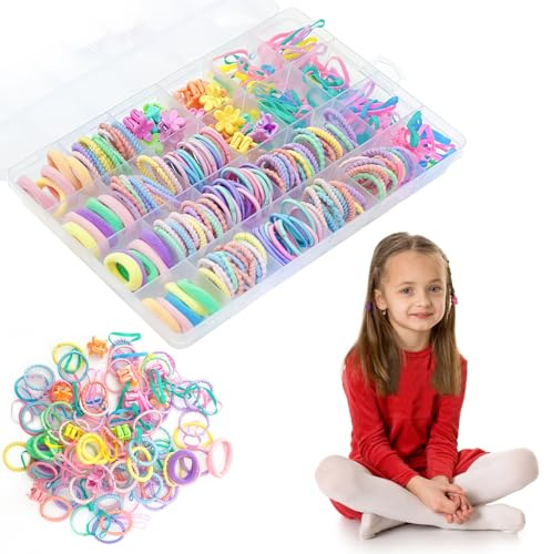 300 stycken färgglada hårsnoddar flickor, mini färgglada sömlösa hårband | Små sömlösa hårband, flerfärgade mjukt flätat gummi, elastisk flätgummi hårband för flickor kvinnor