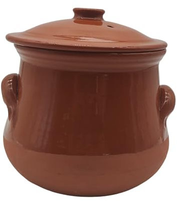 Pentola Terracotta Semilucida con Coperchio 17cm - Casseruola Tradizionale per Cottura Lenta - Altezza 16cm Stufati Zuppe - Made in Italy Artigianale