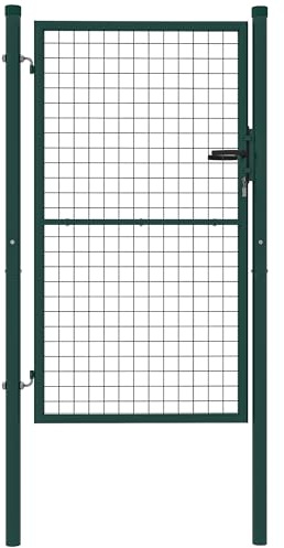 Outsunny Cancello da Giardino in Acciaio 97x200 cm, Cancelletto da Giardino con Serratura, 3 Chiavi, Maniglia e 2 Pali, Cancello Esterno per Ingresso Cortile e Terrazzo, Verde