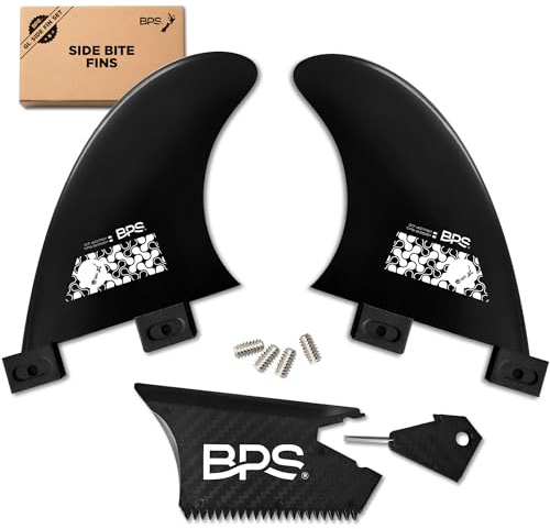 BPS 'Link' Surfboard Side Bite Fins - Fiberglass Reinforced Eco Surfboard Fins – with 60% Recycled Nylon Plastic for Longboard, Surfboard, Shortboard (FCS GL Style Fin Box)