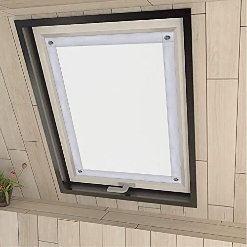 Eurohome 100% Verdunkelung Dachfenster Rollo ohne Bohren Sonnenschutz Verdunkelungsrollo mit Saugnäpfen für Velux-Fenster Weiß76x115 cm für P08/408