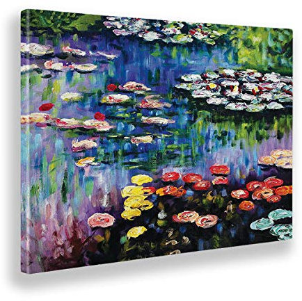 Giallobus - Quadro - Claude Monet - Ninfee dello stagno a Giverny - Tela Canvas Telaio Standard - 70L x 50l cm - Pronto da appendere - Quadri moderni per la casa
