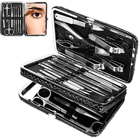 Maniküre-Set, CestMall 21 Stück Nagelknipser Pediküre-Kit Edelstahl Professionelle Maniküre-Kit für Männer Frauen Nagelpflege-Tools Persönliche Heimreise-Pflege-Kits mit Ledertasche