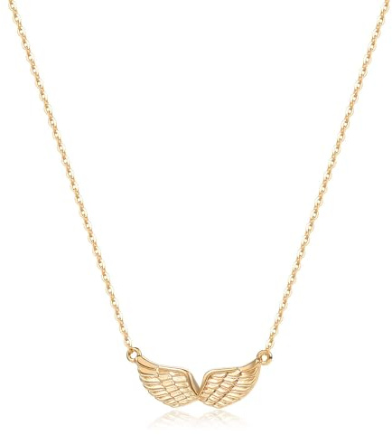 Dremmy Studios Dainty Gold Angel Wings Necklace 14K Gold Plated Filled Simple Tiny Cute Charm Guardian Angel Pendant Necklace for Women Minimalist Personalized Jewelry Gift for Her