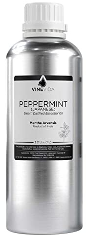 VINEVIDA Peppermint Japanese Essential Oil 32 oz - Undiluted Peppermint Oil 32 oz - Peppermint Candle Oil Scent - DIY Candle Scents for Candlemaking - Bulk Essential Oil for Soap Making Safe for Skin