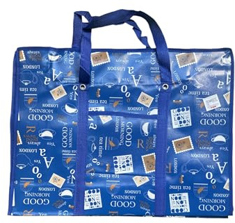 Generico Borsa Grande Portatutto per Fare la Spesa il bucato ottima per riporre oggetti lavanderia fino 25kg (Borsa con cerniera 60 x 45 cm)