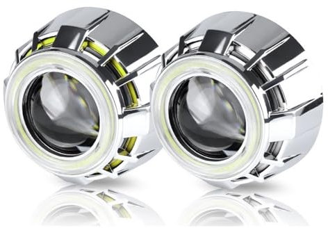 TANGSIYANG Angel Eye 3.0 4.0 Pulgadas Dual Angel Eye 2.5 Pulgadas Bi Led Lentes de proyector Blanco Rojo Azul Angel Eye Lens Retrofit H7 H4 Car Headlight Assembly Angel Eyes(2X RHD White White)