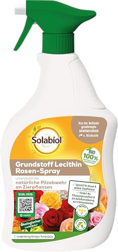 Solabiol Grundstoff Lecithin Rosen-Spray, natürliche Abwehr von Pilzkrankheiten an Rosen, 1 Liter Sprühflasche