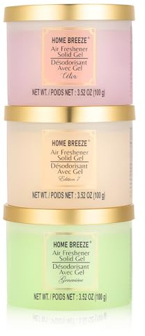 Home Breeze Air Freshener Solid Gel, 3 pk, 3 kinds of Designer Fragrances Air Freshener for Home, Eliminates Odors in Bathrooms, Kitchen, Pet Areas, Boats, RVs & Cars