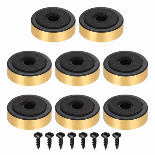 QUARKZMAN 8 stycken högtalarisoleringsfötter 48 mm x 15 mm skum antivibrations-basdynor antivibrations-förstärkarstativ matta för ljud CD HiFi hemmabiosystem guld