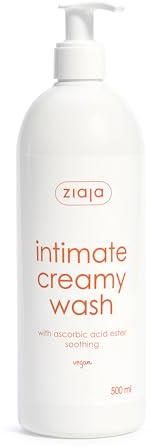 Ziaja Intimate Creamy Soothing Wash with Ascorbic Acid, 500 ml - Gentle pH-Balanced Feminine Cleanser for Daily Intimate Hygiene, Soothing Care with Provitamin B5 & Allantoin, Pump Dispenser