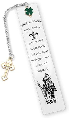 Lumengqi Marque-Page Chrétien,Signet Inspirant,Marque-Page Saint Christophe,Cadeaux pour Communion et Confirmation,Cadeau de baptême,Cadeau d'Anniversaire et Calendrier de l'Avent (1)