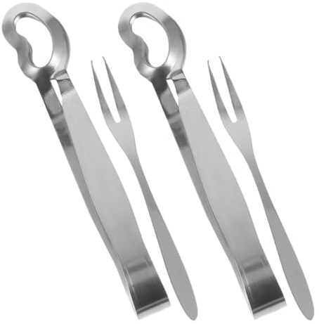 OSALADI Set 4 Pezzi Pinze e Forchette per Lumache Resistenti Lavabili in Lavastoviglie in Acciaio Inossidabile Argento per Casa e Ristorante