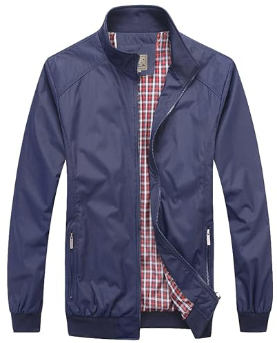Harrington - Chaqueta bómber deportiva elegante e informal de peso medio para hombre, azul marino, M