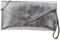 SH Leder Echtleder Clutch Umhängetasche kleine Tasche Abendtasche in Wildleder oder Metallic 31,5x16,5cm Palma G299 (Silber)