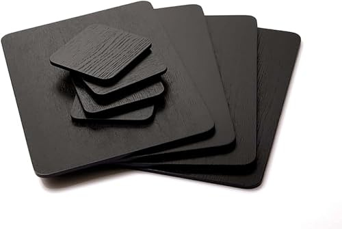 AAMEN Place Mats & Coasters Set of 4-Heat Resistant, Black Table Mats for Dining Table, Place Mats Kitchen & Table Decoration, Non-slip (8-Black PlaceMats & Coasters)