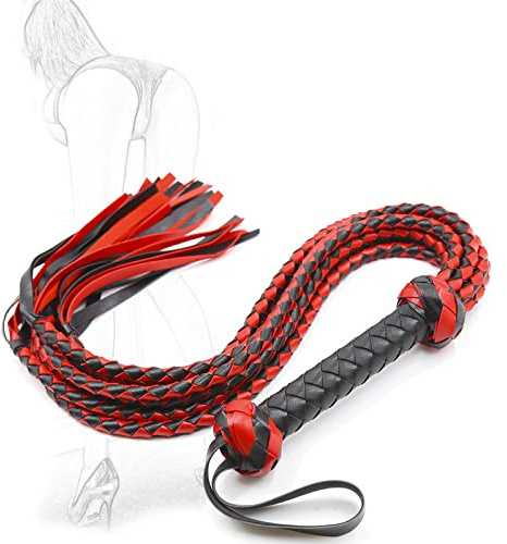Frusta Fustigatore Erotico con Pelle 8 Trecce Lunghe Raccolto SM Bondage Sculacciate Frustino da Equitazione Fruste Gioco di Ruolo Cosplay Giocattolo Sessuale per Donne Uomini e Coppie